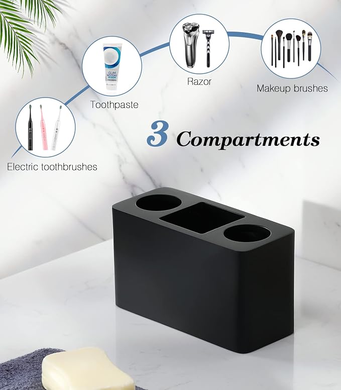 Luxspire Toothbrush Holder, 3 Slots, Toothbrush and Toothpaste Holder, Bathroom - Image 2