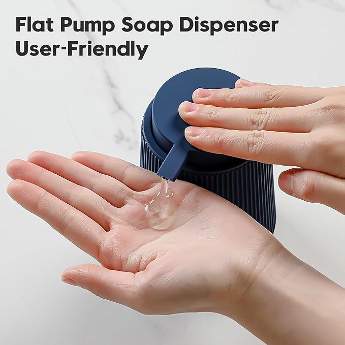 YAUKPH Striped Liquid Hand Soap Dispenser Navy Blue | - Image 5