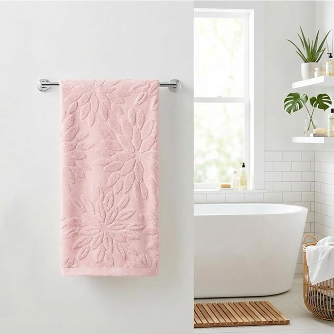 Artoid Mode 1 Pc Pink 3D Dahlia Floral Jacquard Hand Towels - Image 2