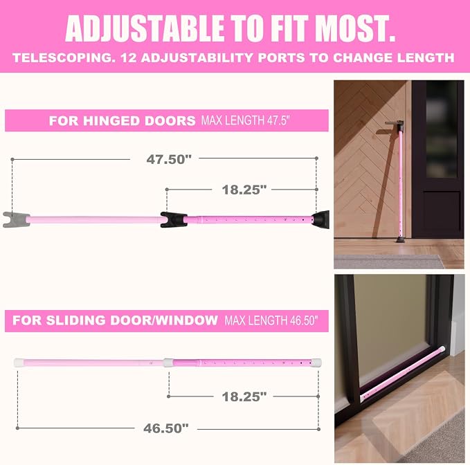 SECURITYMAN 3-in-1 Door Security Bar, Security Door Stoppers & Door Barricade – - Image 3