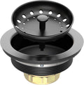 3-1/2 Inch Kitchen Sink Drain with Strainer Stopper Drain Assembly Removable Basket Strainer Plug fit Standard Sink Drain Hole, Stainless Steel (Matte Black)