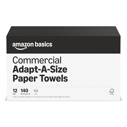Amazon Basics 2-Ply White Adapt-a-Size Kitchen Paper Towels, Individually by AmazonBasics