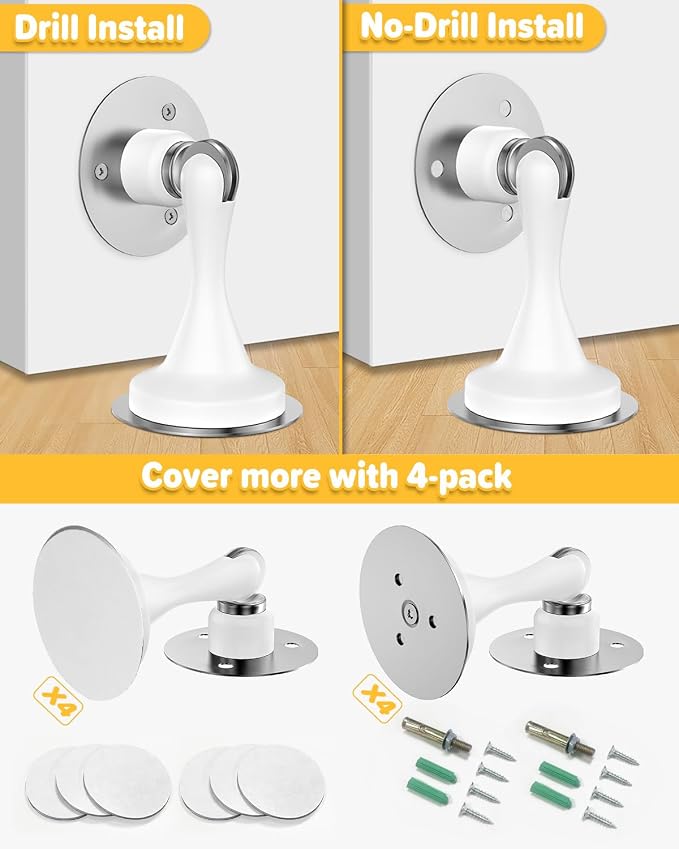Door Stoppers for Bottom of Door Magnetic Door Catch 4 Pack Stainless Steel | - Image 4