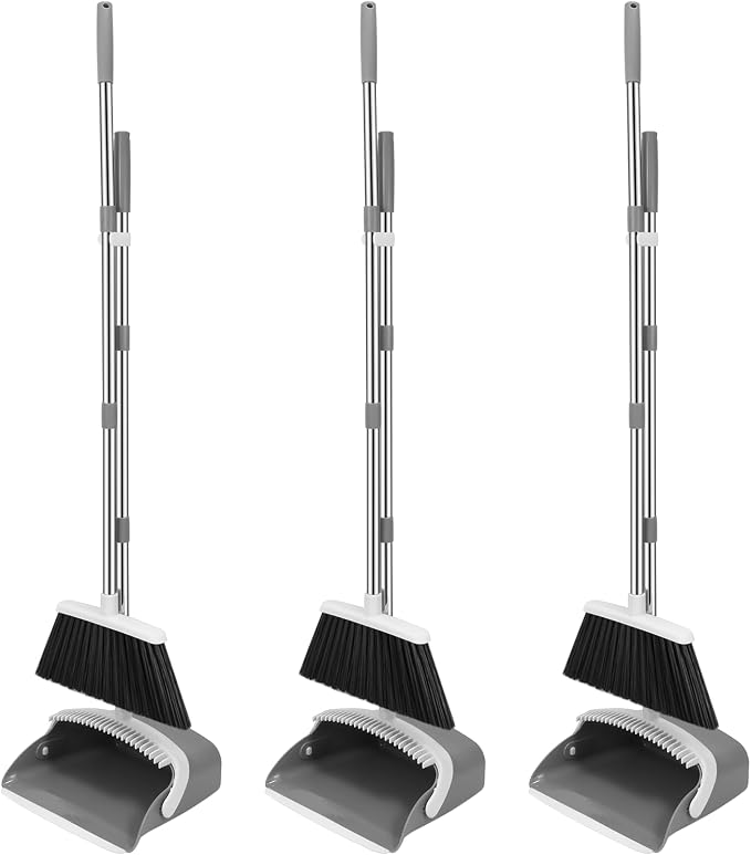 NACENA Broom and Dustpan Set, 52-in Long Adjustable Handle Broom Dustpan Combo by nacena