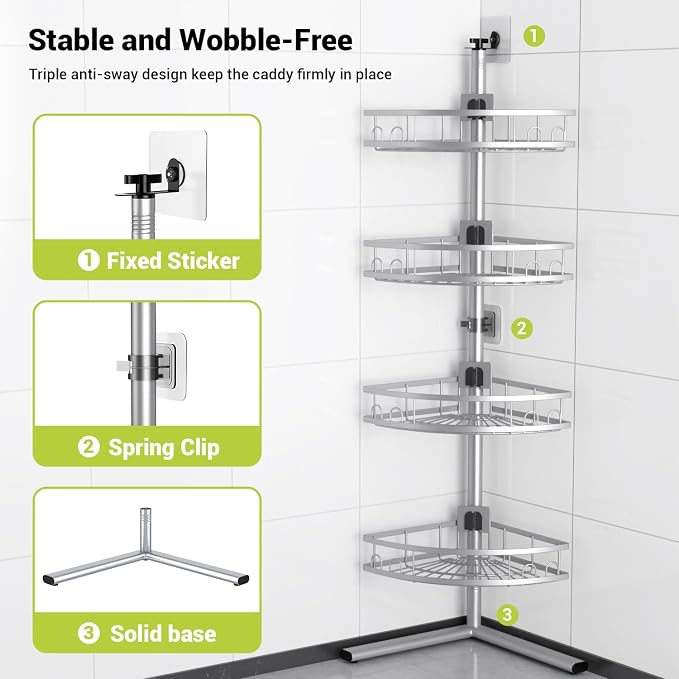 Aitatty Floor Standing Corner Shower Caddy - Image 4