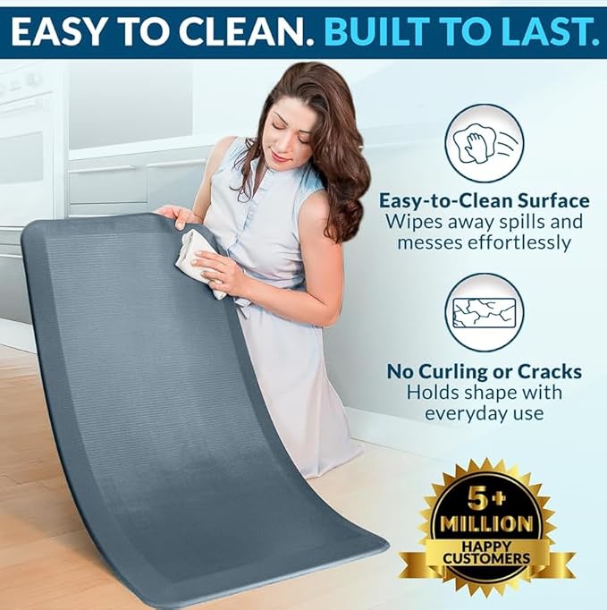 ComfiLife Anti Fatigue Floor Mat – 3/4 Inch Thick Perfect Kitchen Mat, Standing Desk Mat – Comfort at Home, Office, Garage – Durable – Stain Resistant – Non-Slip Bottom (24" x 70", Denim)