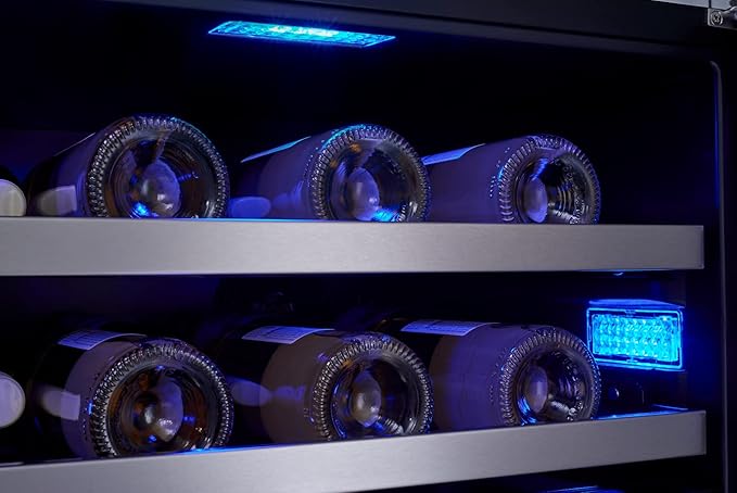 Zephyr Presrv 24" Wine Fridge ADA Dual Zone Under Counter - Countertop Mini Wine Cooler Cellars Small Cabinet Wine Refrigerator Home Bar Chiller Freestanding with Glass Door - 37 Bottles 750ml