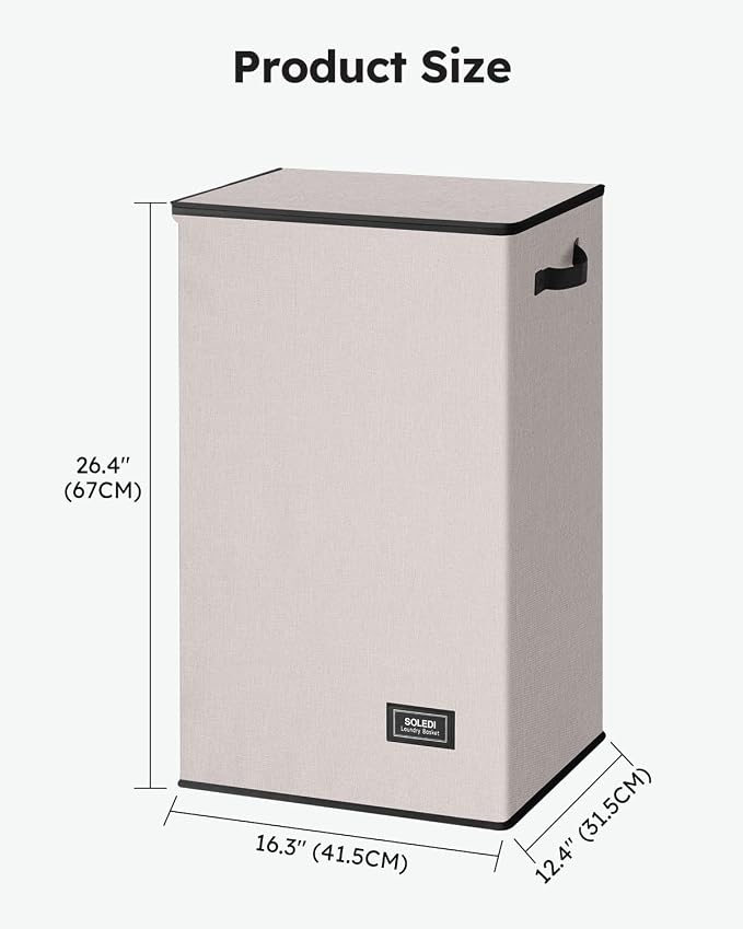 SOLEDI 90L Laundry Hamper with Lid, Large Collapsible Laundry Basket | Sturdy - Image 9