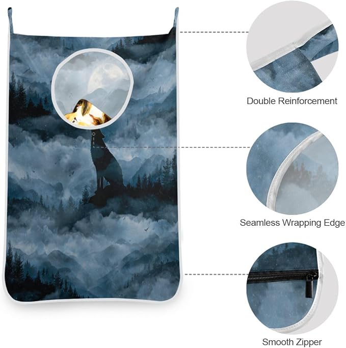 1PC Hanging Laundry Hamper Bag Over the Door Laundry Hamper Wall Hamper Large - Image 6