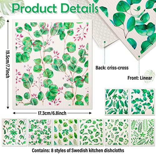 Lucomb 8 Pack Swedish Dish Cloths Washable, Reusable Cleaning Kitchen Paper - Image 3