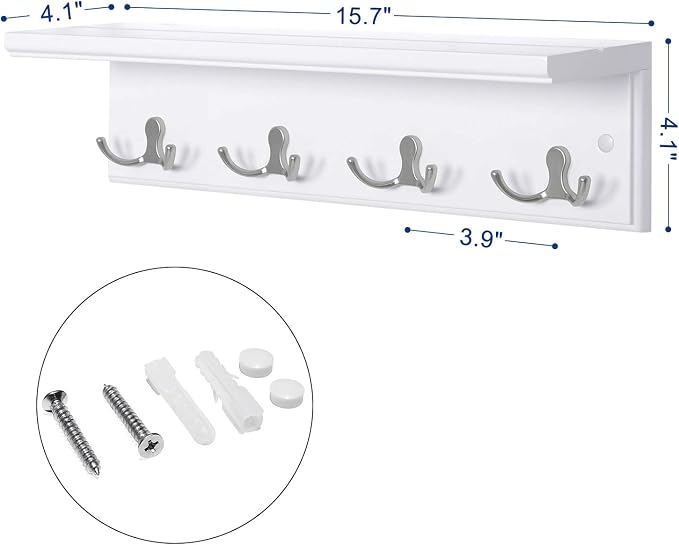SONGMICS Entryway Hanging Coat Rack, Wall-Mounted Wooden Shelf, - Image 6