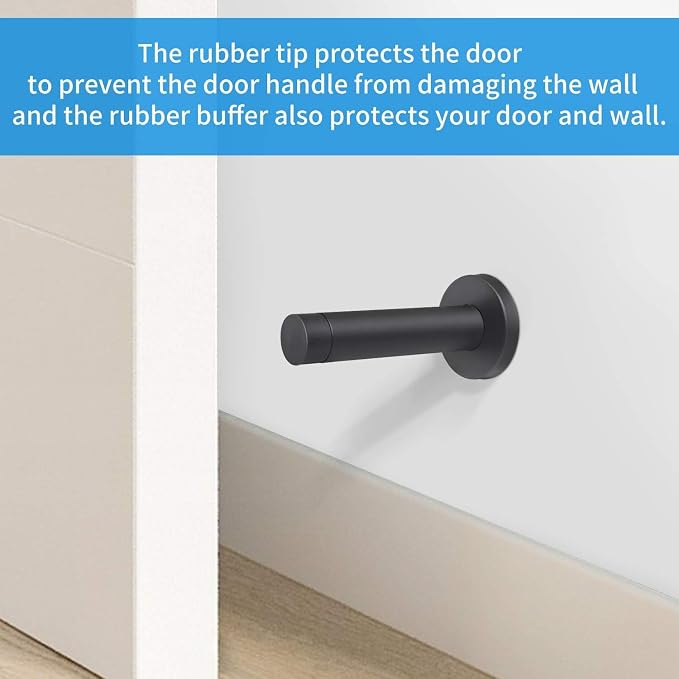 DOKU 20Pcs Door Stop, Matte Black 3.5 Inch Heavy Duty 304 Stainless Steel Door - Image 4