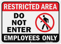 GicnKeuz Large Restricted Area Sign, 14x10 Inches Do Not Enter - Employees Only Signs, Rust Free.40 Reflective Aluminum, Fade Resistant/Waterproof, 6 Pre-drilled Holes (1 Pack)