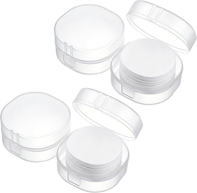 4Pcs Portable Cotton Round Holder, Small WhiteTransparent Pad Holder Plastic by Unknown