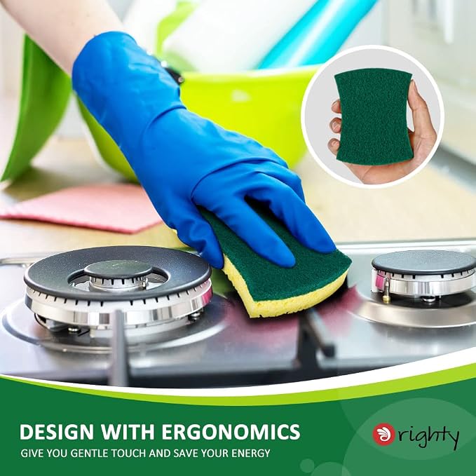 ORIGHTY Heavy Duty Scrub Sponges Kitchen Sponge, 24 Pack Cleaning Sponges | - Image 5