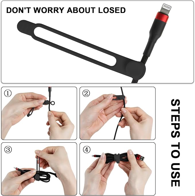 Silicone Cable Ties, Cord Organizer Cable Management | Reusable Cord Ties - Image 3