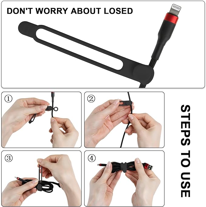 24Pcs Silicone Cable Ties, Cord Organizer Cable Management-Multi | Reusable - Image 3