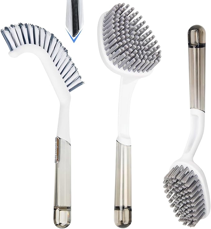 3 Pack Shower Brush for Cleaning, Heavy-Duty Scrub Brush Set for Bathroom | 3 by GleamGaGa