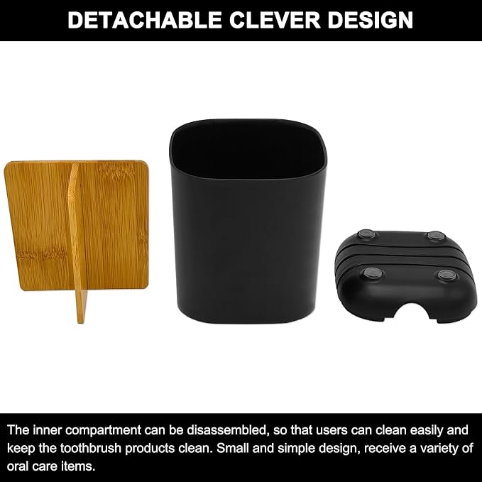 Toothbrush Holder with Bamboo Divider, Detachable - Image 3