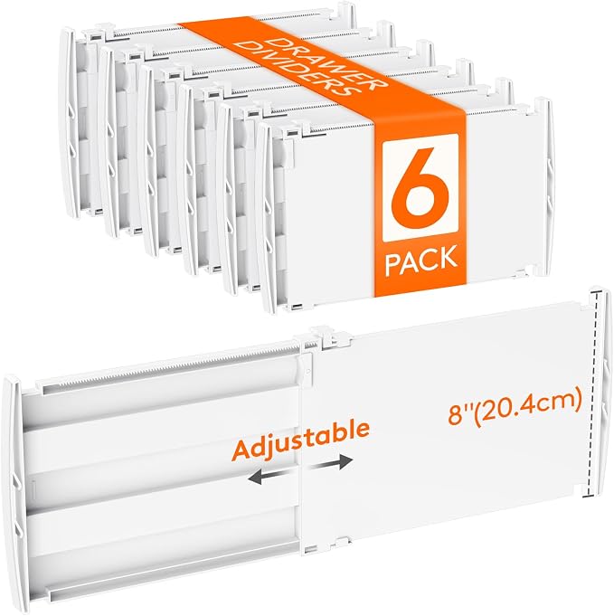 Lifewit 8" Tall Drawer Dividers, Adjustable Deep Drawer Organizer Clothes | 6 by Lifewit