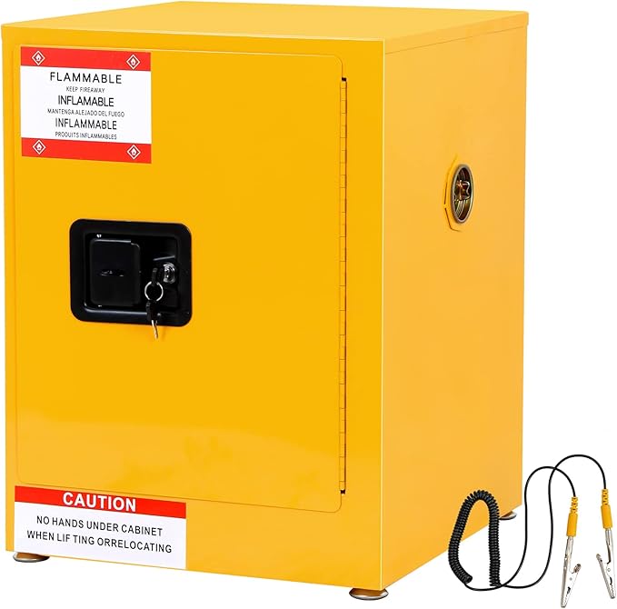 Flammable Storage Cabinet, Galvanized Steel Safety, Adjustable Shelf, for Commercial Industrial and Home Use