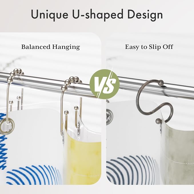 AmazerBath Shower Curtain Hooks, Metal Shower Curtain Rings Rust Proof - Image 2