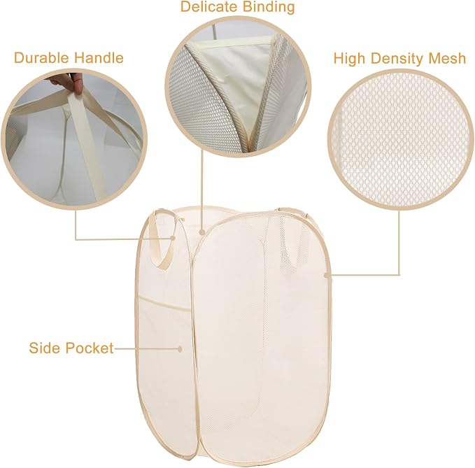 2Pack Collapsible Laundry Basket, Side Pocket Cruise Storage Basket | - Image 8