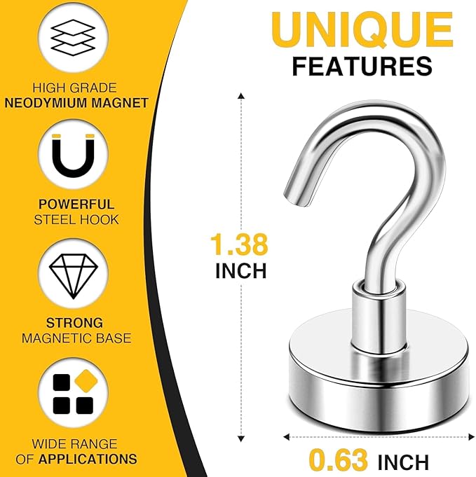 DIYMAG Magnetic Hooks 20pcs 30lbs+ Cruise Essentials 2026 Magnet Hook - Image 5