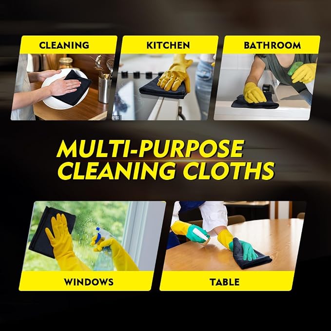 HOMEXCEL Black Microfiber Cleaning Cloth 12 Pack, 12.5 x 12.5 inch Microfiber - Image 6