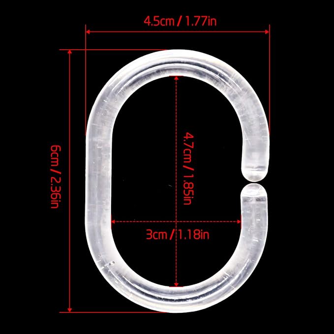 24 pcs Shower Curtain Rings Plastic Shower Curtain Hooks C-Shaped Rings Hook - Image 2