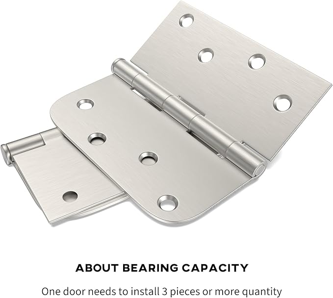 goldenwarm 24 Pack Brushed Nickel Door Hinges 4inch x 4 inch Door Hinge Satin Nickel Iron Hinges with Square & Round Corners