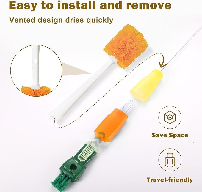 XYFuuee 5 Pack Bottle Brush Set, 5 in 1 Water Bottle Cleaning Brush, Long - Image 3