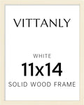 Vittanly 11x14 Picture Frame, Solid Wood Frame with Plexiglass, Includes 8x10 Mat, Wall Hanging for Photos, Home Decor, White, 1 Pack