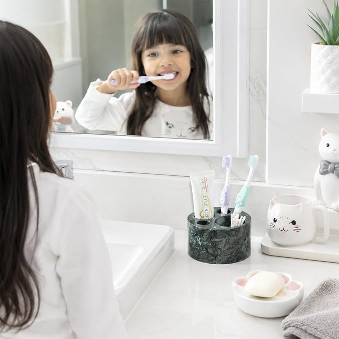 BCS Toothbrush Holder for Bathrooms, Cute 4 Slots Marble Toothbrush and - Image 6