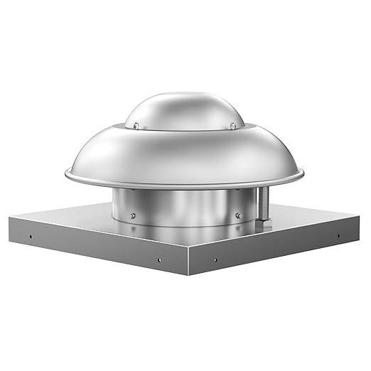 Roof Mounted Downblast Exhaust Fan Direct Drive Axial Exhaust Fan -19" Fan Base, 1/30 HP 500 CFM 115 Volt Single Phase Motor