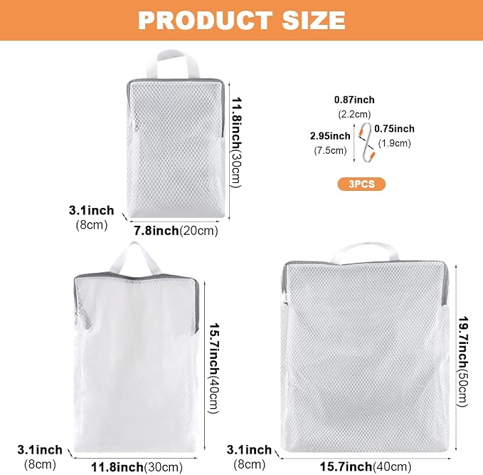 3 Pcs Mesh Hanging Laundry Bags - Image 2
