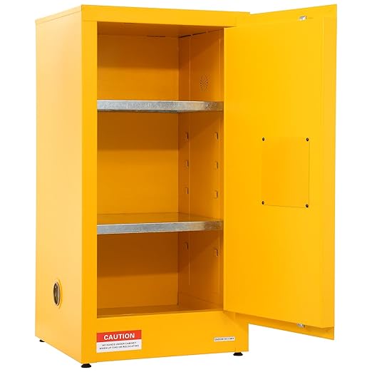 VEVOR Flammable Cabinet 18" x 18" x 35", Galvanized Steel Safety Cabinet, Adjustable Shelf Flammable Storage Cabinet, for Commercial Industrial and Home Use, Yellow: Industrial & Scientific