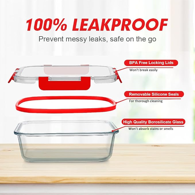 VERONES 12 Packs Glass Food Storage Containers Set - Image 4