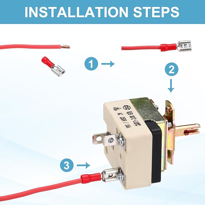 MECCANIXITY 2pcs Temperature Control Switch 250V, 16A 30-85°C Capillary Thermostat Temperature Control Switch for Ovens Fryers Refrigerator Heaters