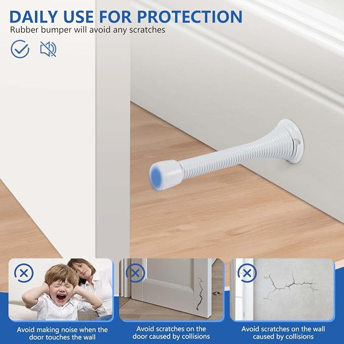 KISEER 12 Pack Spring Door Stops 3 1/4 Inch Flexible Heavy Duty Spring Door - Image 4