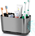 Boperzi Toothbrush and Toothpaste Holder Brushed Nickel Drainage by Boperzi