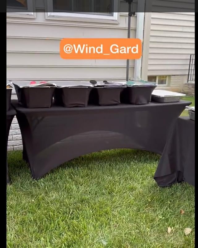 Chafer Wind Guard 4 Pack - Decorative Chafing Dish Wind Guard - Flame Retardant Polyester Buffet Food Warmer Sterno Covers - Washable Reusable for Weddings, Events, Parties - Catering Supplies - Black