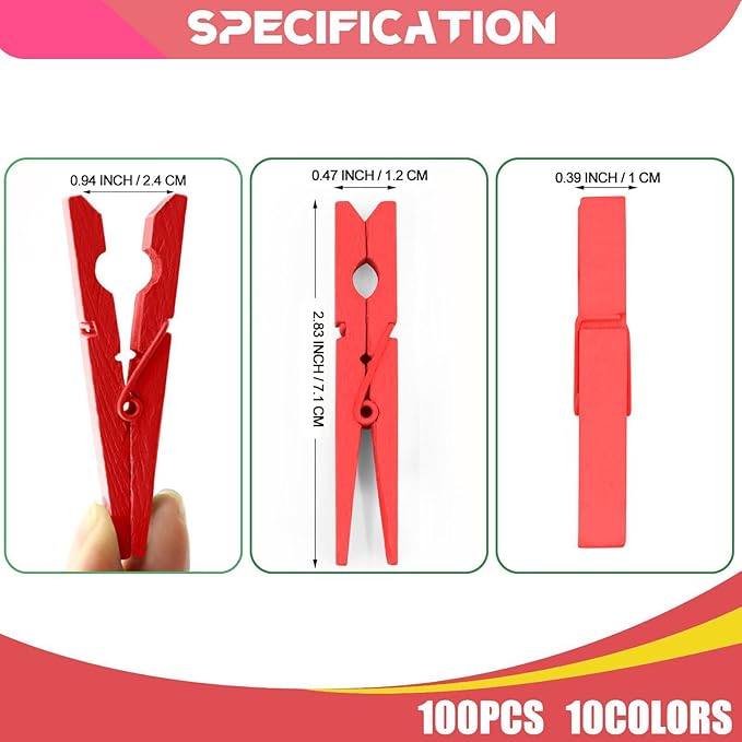 100 Pcs Red Clothes pins - Image 7