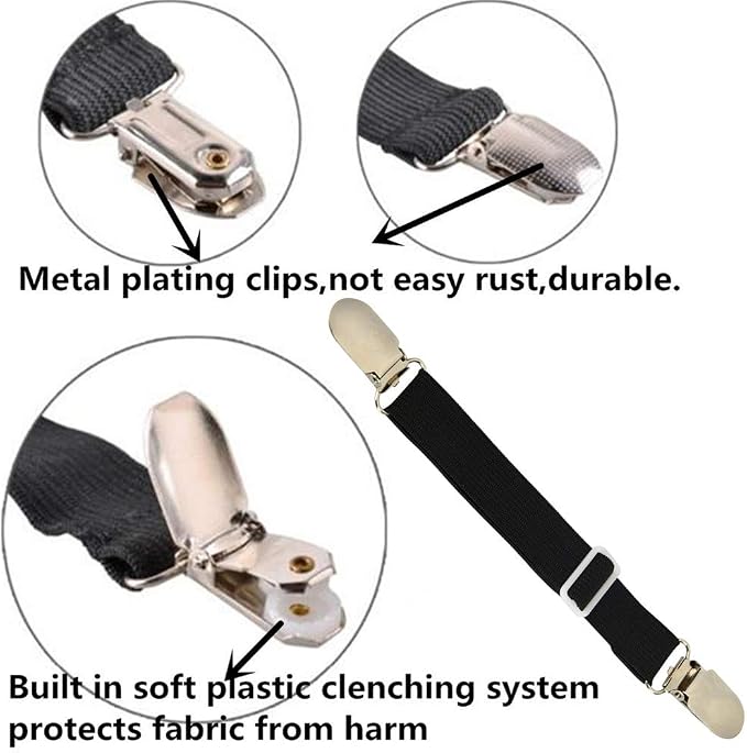 Bed Sheet Clips Straps Sheet Holder Mattress Clips, Adjustable Elastic Bed - Image 2