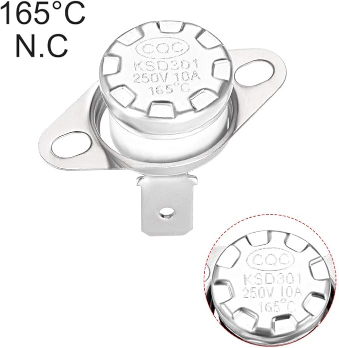 uxcell KSD301 Thermostat 165°C/329°F 10A Normally Closed N.C Adjust Snap Disc Temperature Switch for Microwaves,Oven,Coffee Maker 5pcs,Ceramic Material