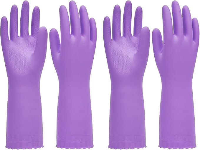 PACIFIC PPE 2 Pairs Dish Gloves, Cotton Flocked Liner, Medium | Waterproof by PACIFICPPE
