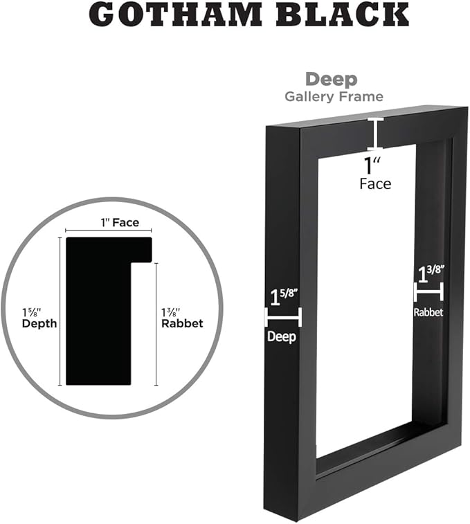 Creative Mark Gotham Deep Gallery Frames - 3 Pack of Professional Gallery Frames for Canvas, Paintings, Presentation & More! - [Black - 12x12]