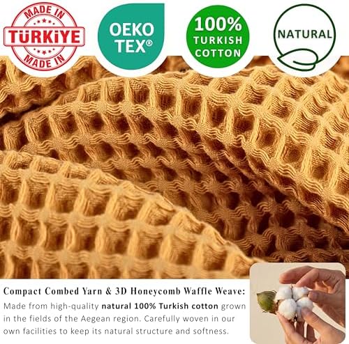 PÜSKÜL Natural 100% Turkish Cotton Waffle Bath Towels Set of 2, Extra-Large - Image 3