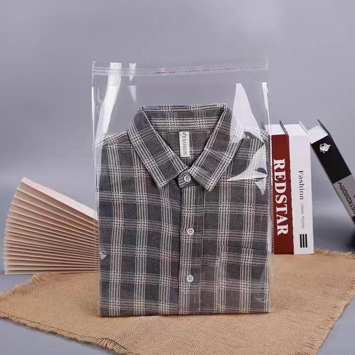 100 Pieces Clear Plastic Bags for Packaging, Clothing & T-Shirts Strong Packing - Image 3