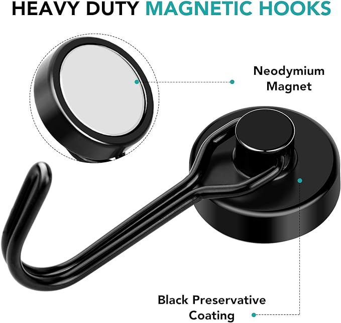 DIYMAG Magnetic Hooks, 40LBS Heavy Duty 8 Pack 2026 Cruise Ship Essentials - Image 4